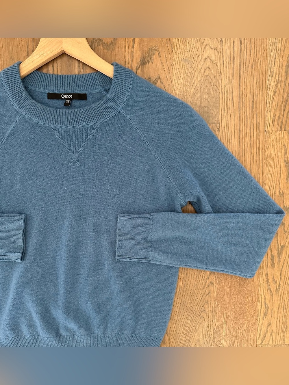 Quince Mongolian Shrunken Cashmere Sweatshirt in Cornflower Blue Extra Small - Picture 5 of 11